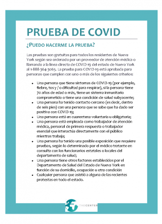 Spanish.COVID Testing Info The Center Page 1