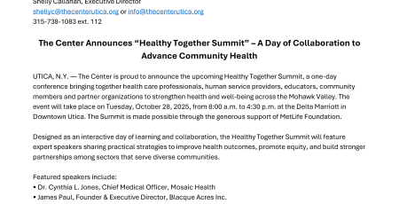 Media Release Healthy Together Summit The Center Page 1