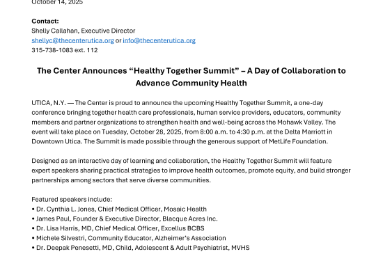 Media Release Healthy Together Summit The Center Page 1