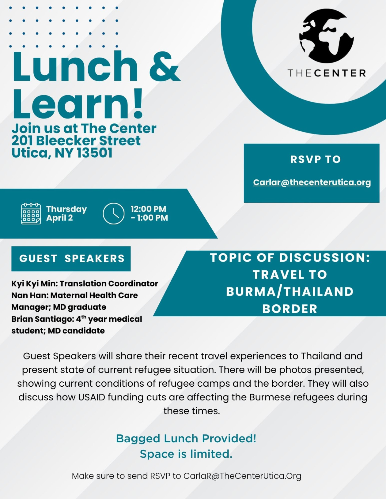 April 2 Lunch & Learn : Thai Burma Border