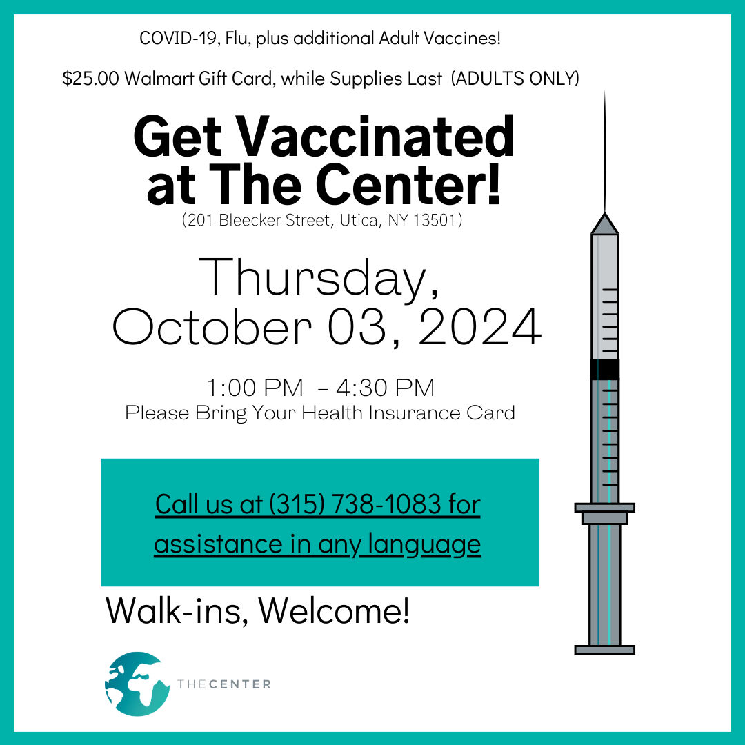 Get vaccinated at The Center today from 1:00pm - 4:30pm | The Center