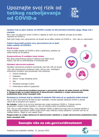 Bosnian TTT Poster Know your risk for getting very sick from COVIDV3 NHMA