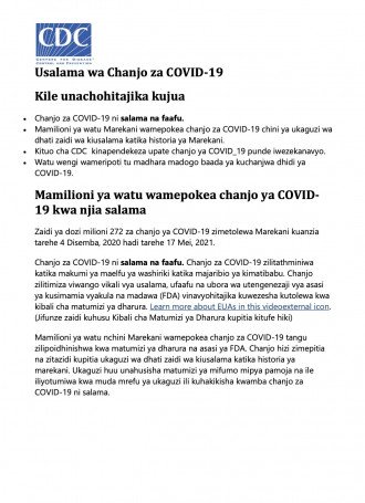 Swahili Safety of COVID19 Vaccines