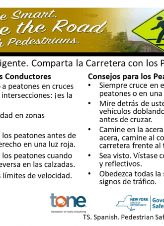 TS. Spanish.Pedestrian Safety Flyer 2020 Rev. 20.5